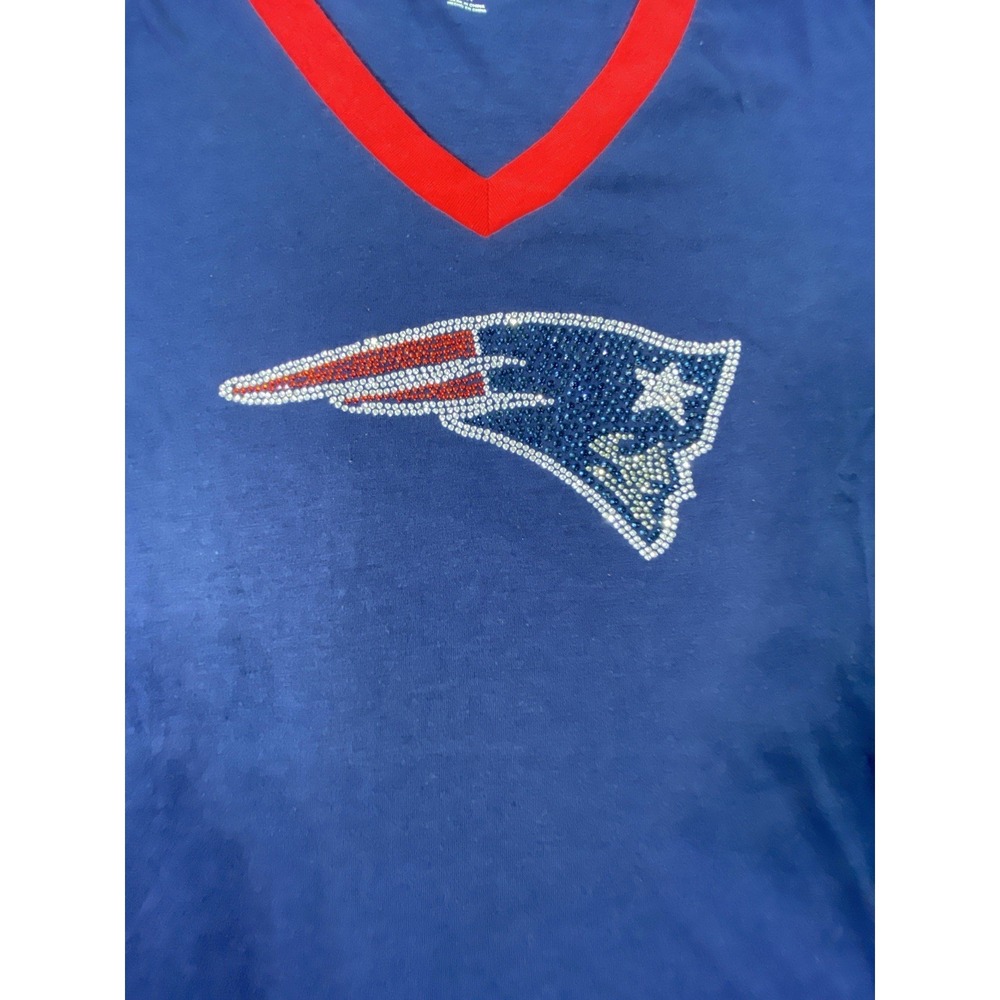 New England Patriots T-Shirt Womens M Blue Football NFL Team Apparel Sparkle
